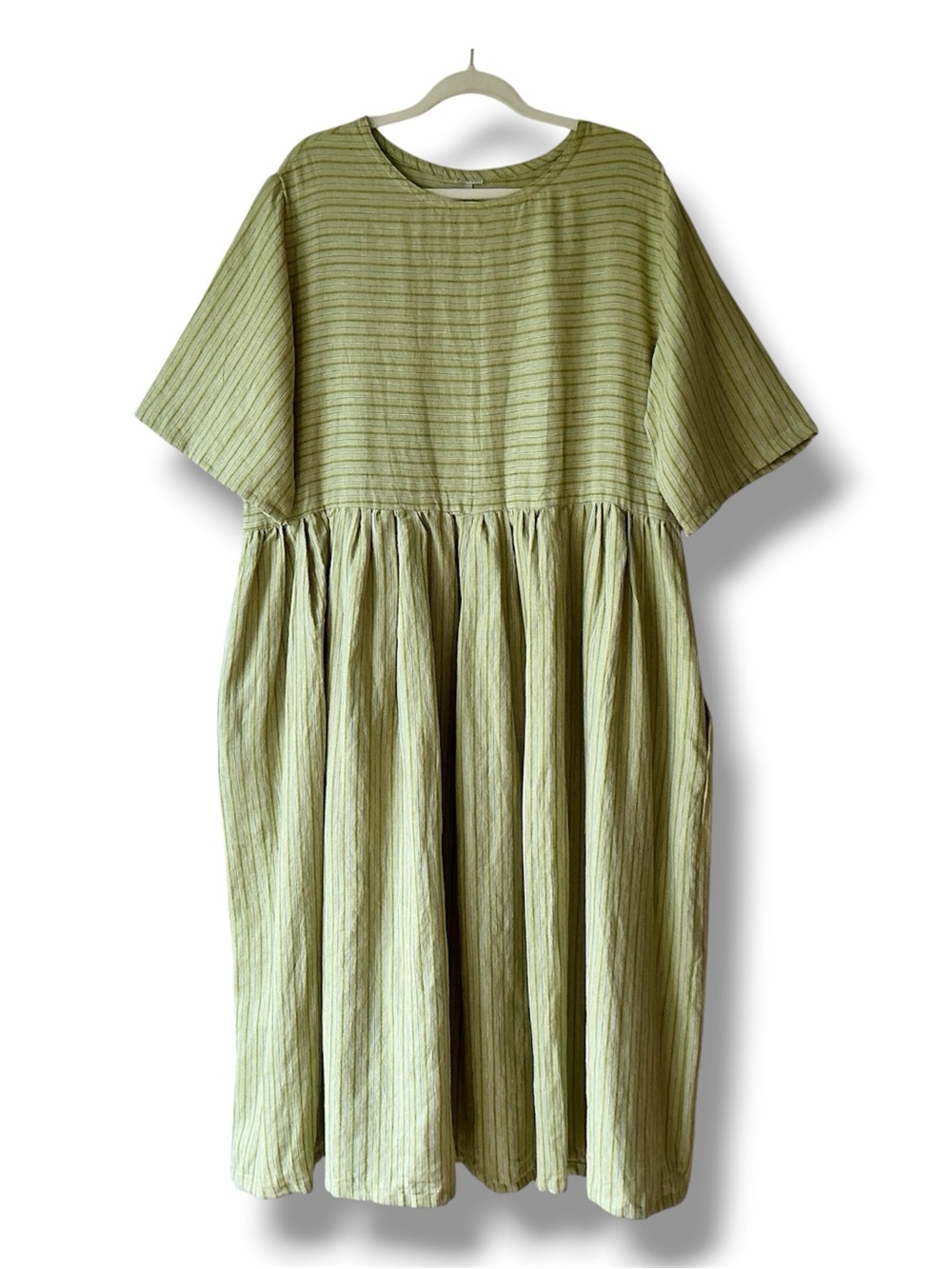 Millie & Lou Linen Cotton Blend Striped Midi Dress Size L